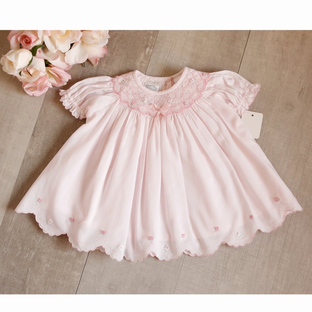 Newborn Pink Smocked Bishop Dress Sarah Louise Coming Home Reborn 1st Portraits